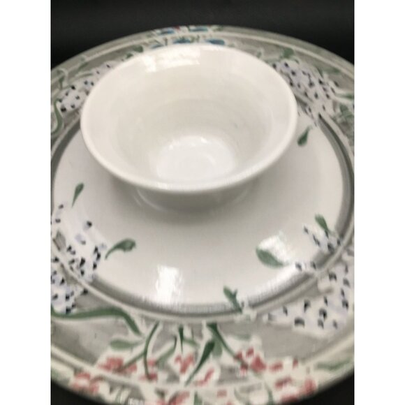 Hand-Painted Floral Chip & Dip Platter By Hellman & Hekel Pottery - Picture 5 of 7